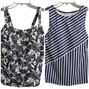 Bundle of Two Lands' End Women's Floral/Nautical Tankinis Sz‎ 8